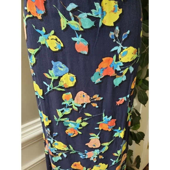 Merona Women's Blue Floral Rayon Scoop Neck Sleeveless Long Maxi Dress Size XL - Picture 12 of 13